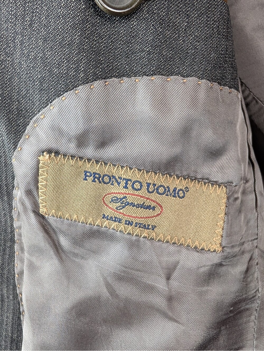 Pronto Uomo Platinum Regular Gray Wool Made in Italy Men's Suit Jacket 38 - Picture 4 of 7